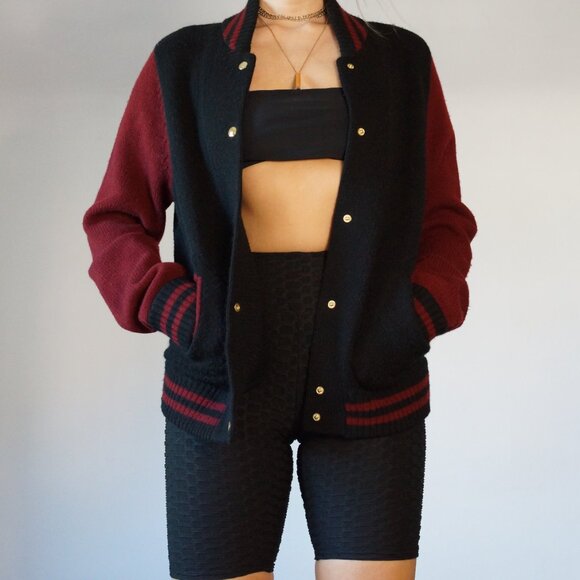 NWT Marc Jacobs Women's Varsity Cashmere Blend Bomber Sweater, Sz Small - Picture 10 of 14